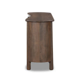 Store favorite table linens and serveware in this organically shaped sideboard of taupe-washed solid mango. A beautifully curved silhouette is complemented by rounded tapered legs and a clean four-door format.As lovers of modern materials at Amethyst, we love the nature inspired Tindra Sideboard - Washed Taupe Mango. Amethyst Home provides interior design, new home construction design consulting, vintage area rugs, and lighting in the Washington metro area.