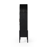 Featuring Tolle Drifted Matte Black Panel Door Cabinet by Four Hands at Amethyst Home. Store it in style. Beautifully shaped cabinetry in drifted matte black veneer features spacious interior shelving and recessed wood panel doors, ready for storing your treasures.Overall Dimensions: 38.00"w x 19.00"d x 84.00"hWeight : 169.75 lbsMaterials: Solid Oak, Oak Venee. Amethyst Home provides interior design, new home construction design consulting, vintage area rugs, and lighting in the Boston metro area.