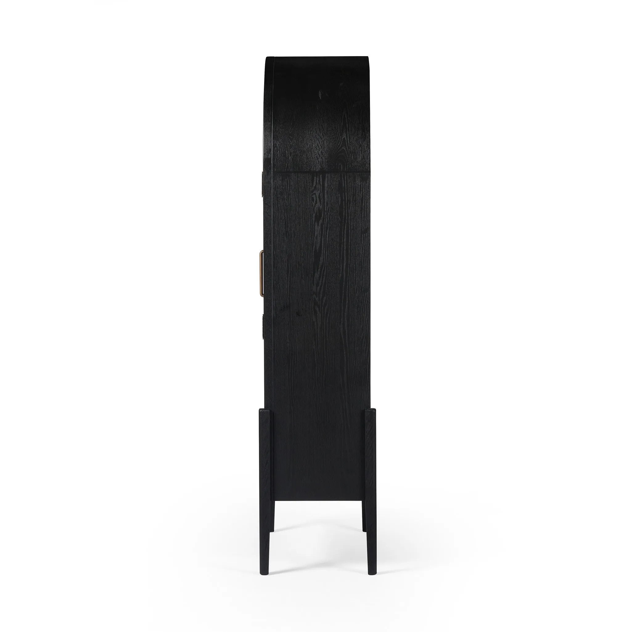 Featuring Tolle Drifted Matte Black Panel Door Cabinet by Four Hands at Amethyst Home. Store it in style. Beautifully shaped cabinetry in drifted matte black veneer features spacious interior shelving and recessed wood panel doors, ready for storing your treasures.Overall Dimensions: 38.00"w x 19.00"d x 84.00"hWeight : 169.75 lbsMaterials: Solid Oak, Oak Venee. Amethyst Home provides interior design, new home construction design consulting, vintage area rugs, and lighting in the Boston metro area.