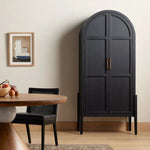 Featuring Tolle Drifted Matte Black Panel Door Cabinet by Four Hands at Amethyst Home. Store it in style. Beautifully shaped cabinetry in drifted matte black veneer features spacious interior shelving and recessed wood panel doors, ready for storing your treasures.Overall Dimensions: 38.00"w x 19.00"d x 84.00"hWeight : 169.75 lbsMaterials: Solid Oak, Oak Venee. Amethyst Home provides interior design, new home construction design consulting, vintage area rugs, and lighting in the Dallas metro area.