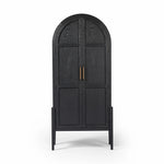 Featuring Tolle Drifted Matte Black Panel Door Cabinet by Four Hands at Amethyst Home. Store it in style. Beautifully shaped cabinetry in drifted matte black veneer features spacious interior shelving and recessed wood panel doors, ready for storing your treasures.Overall Dimensions: 38.00"w x 19.00"d x 84.00"hWeight : 169.75 lbsMaterials: Solid Oak, Oak . Amethyst Home provides interior design, new home construction design consulting, vintage area rugs, and lighting in the Los Angeles metro area.