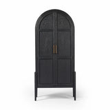 Featuring Tolle Drifted Matte Black Panel Door Cabinet by Four Hands at Amethyst Home. Store it in style. Beautifully shaped cabinetry in drifted matte black veneer features spacious interior shelving and recessed wood panel doors, ready for storing your treasures.Overall Dimensions: 38.00"w x 19.00"d x 84.00"hWeight : 169.75 lbsMaterials: Solid Oak, Oak . Amethyst Home provides interior design, new home construction design consulting, vintage area rugs, and lighting in the Los Angeles metro area.