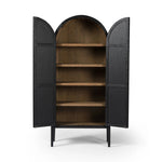 Featuring Tolle Drifted Matte Black Panel Door Cabinet by Four Hands at Amethyst Home. Store it in style. Beautifully shaped cabinetry in drifted matte black veneer features spacious interior shelving and recessed wood panel doors, ready for storing your treasures.Overall Dimensions: 38.00"w x 19.00"d x 84.00"hWeight : 169.75 lbsMaterials: Solid Oak, Oak Ven. Amethyst Home provides interior design, new home construction design consulting, vintage area rugs, and lighting in the Monterey metro area.