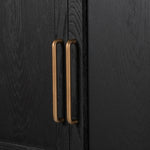 Featuring Tolle Drifted Matte Black Panel Door Cabinet by Four Hands at Amethyst Home. Store it in style. Beautifully shaped cabinetry in drifted matte black veneer features spacious interior shelving and recessed wood panel doors, ready for storing your treasures.Overall Dimensions: 38.00"w x 19.00"d x 84.00"hWeight : 169.75 lbsMaterials: Solid Oak, Oa. Amethyst Home provides interior design, new home construction design consulting, vintage area rugs, and lighting in the Newport Beach metro area.