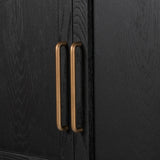 Featuring Tolle Drifted Matte Black Panel Door Cabinet by Four Hands at Amethyst Home. Store it in style. Beautifully shaped cabinetry in drifted matte black veneer features spacious interior shelving and recessed wood panel doors, ready for storing your treasures.Overall Dimensions: 38.00"w x 19.00"d x 84.00"hWeight : 169.75 lbsMaterials: Solid Oak, Oa. Amethyst Home provides interior design, new home construction design consulting, vintage area rugs, and lighting in the Newport Beach metro area.