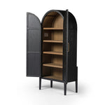 Featuring Tolle Drifted Matte Black Panel Door Cabinet by Four Hands at Amethyst Home. Store it in style. Beautifully shaped cabinetry in drifted matte black veneer features spacious interior shelving and recessed wood panel doors, ready for storing your treasures.Overall Dimensions: 38.00"w x 19.00"d x 84.00"hWeight : 169.75 lbsMaterials: Solid Oak, Oak V. Amethyst Home provides interior design, new home construction design consulting, vintage area rugs, and lighting in the Washington metro area.