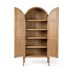 Featuring Tolle Drifted Oak Solid Panel Door Cabinet by Four Hands at Amethyst Home. Store it in style. Beautifully shaped cabinetry of solid oak with recessed wood panels and iron hardware in an antique brass finish. Features thick, spacious shelves to store kitchenware, favorite books and treasured objects.Overall Dimensions: 38.00"w x 19.00"d x 84.00"hWe. Amethyst Home provides interior design, new home construction design consulting, vintage area rugs, and lighting in the Nashville metro area.