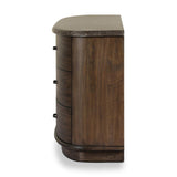 Mixed materials define this Art Deco-inspired dresser. Vein-rich marble in a warm cofffee color tops a sungkai case for a timeless yet modern look.As lovers of modern aesthetics at Amethyst, we love the warm modern inspired Tovae Dresser - Stained Saddle Brown Sungkai. Amethyst Home provides interior design, new home construction design consulting, vintage area rugs, and lighting in the Omaha metro area.