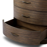 Mixed materials define this Art Deco-inspired nightstand. Vein-rich marble in a warm cofffee color tops a sungkai case for a timeless yet modern look.As enthusiasts of luxe style at Amethyst, we love the warm modern inspired Tovae Nightstand - Honed Coffee Marble. Amethyst Home provides interior design, new home construction design consulting, vintage area rugs, and lighting in the Calabasas metro area.