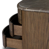 Mixed materials define this Art Deco-inspired nightstand. Vein-rich marble in a warm cofffee color tops a sungkai case for a timeless yet modern look.As enthusiasts of luxe style at Amethyst, we love the warm modern inspired Tovae Nightstand - Honed Coffee Marble. Amethyst Home provides interior design, new home construction design consulting, vintage area rugs, and lighting in the Charlotte metro area.