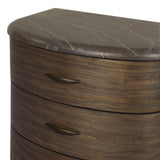 Mixed materials define this Art Deco-inspired nightstand. Vein-rich marble in a warm cofffee color tops a sungkai case for a timeless yet modern look.As enthusiasts of luxe style at Amethyst, we love the warm modern inspired Tovae Nightstand - Honed Coffee Marble. Amethyst Home provides interior design, new home construction design consulting, vintage area rugs, and lighting in the Tampa metro area.