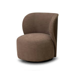 Great for smaller spaces or a reading nook, this petite slipper chair is backed with textured wood that folds into wings, cradling the head and shoulders for a little extra support. Features a 360-degree swivel base.As enthusiasts of organic modern design at Amethyst, we love the optimistic inspired Trisha Swivel Chair - Laughlin Cafe. Amethyst Home provides interior design, new home construction design consulting, vintage area rugs, and lighting in the Alpharetta metro area.