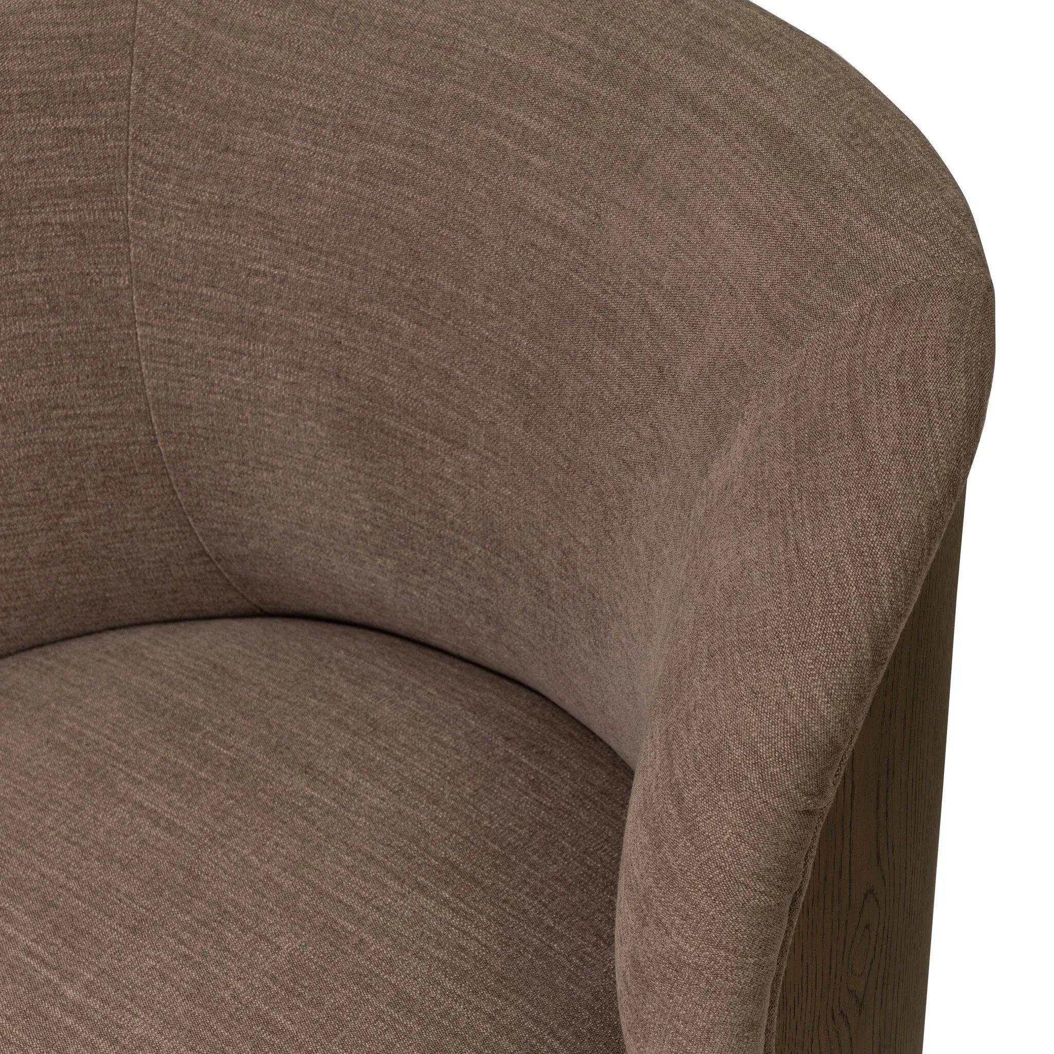 Great for smaller spaces or a reading nook, this petite slipper chair is backed with textured wood that folds into wings, cradling the head and shoulders for a little extra support. Features a 360-degree swivel base.As enthusiasts of organic modern design at Amethyst, we love the optimistic inspired Trisha Swivel Chair - Laughlin Cafe. Amethyst Home provides interior design, new home construction design consulting, vintage area rugs, and lighting in the Kansas City metro area.