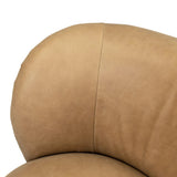 Great for smaller spaces or a reading nook, this petite slipper chair is wrapped in top-grain leather and backed with textured wood that folds into wings, cradling the head and shoulders for a little extra support. Features a 360-degree swivel base. Amethyst Home provides interior design, new home construction design consulting, vintage area rugs, and lighting in the Nashville metro area.
