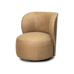 Great for smaller spaces or a reading nook, this petite slipper chair is wrapped in top-grain leather and backed with textured wood that folds into wings, cradling the head and shoulders for a little extra support. Features a 360-degree swivel base. Amethyst Home provides interior design, new home construction design consulting, vintage area rugs, and lighting in the Tampa metro area.