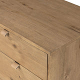 Modern Shaker style meets Scandinavian simplicity in this warm worn oak dresser. Seven spacious drawers with leather pulls provide plenty of room for clothing.As enthusiasts of organic modern materials at Amethyst, we love the warm modern inspired Tula 7 Drawer Dresser - Worn Oak Veneer. Amethyst Home provides interior design, new home construction design consulting, vintage area rugs, and lighting in the Boston metro area.