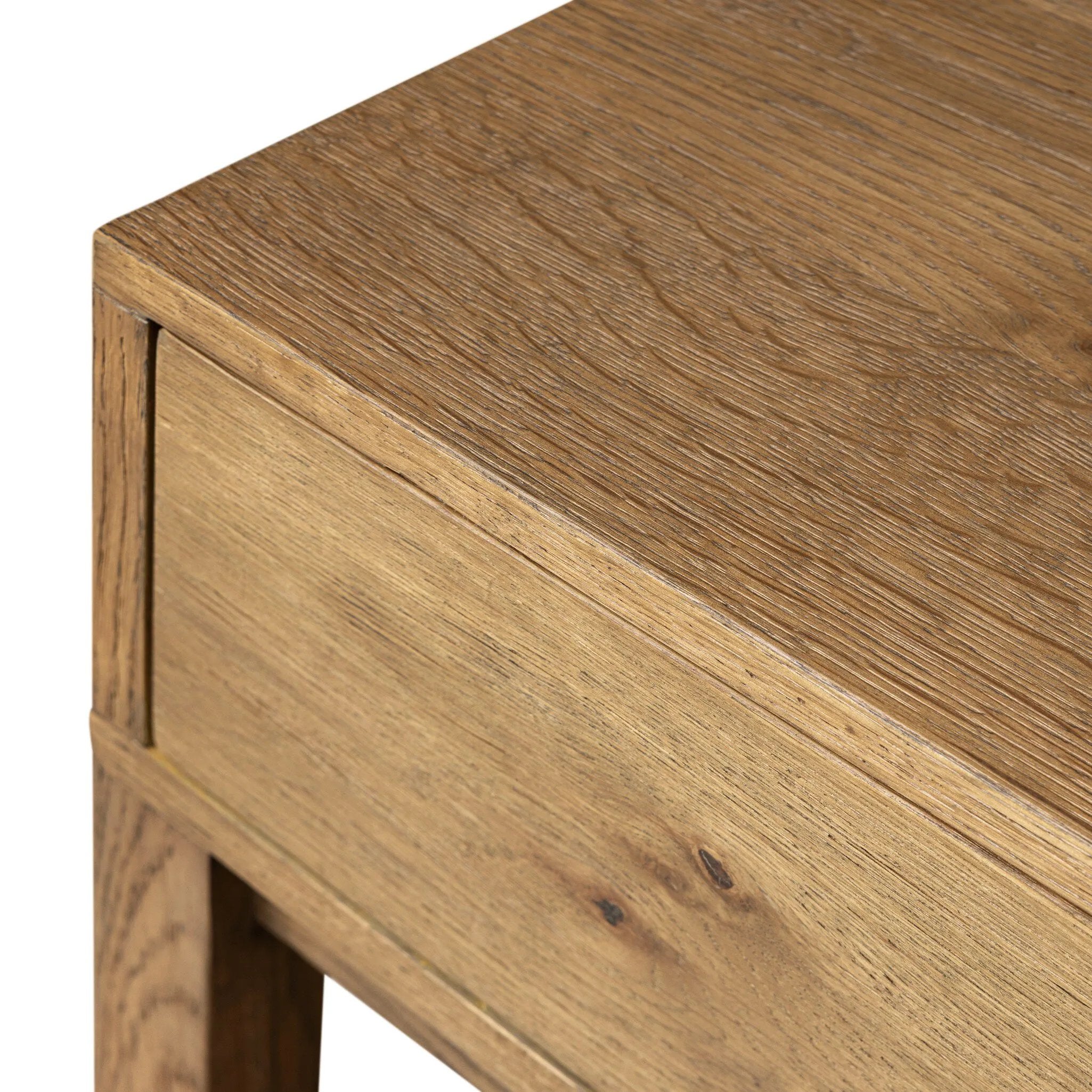 Modern Shaker style meets Scandinavian simplicity in this warm worn oak nightstand. A single drawer with a leather pull plus open lower shelving brings storage to the bedside.As enthusiasts of natural aesthetics at Amethyst, we love the designer inspired Tula Nightstand - Worn Oak Veneer. Amethyst Home provides interior design, new home construction design consulting, vintage area rugs, and lighting in the Salt Lake City metro area.