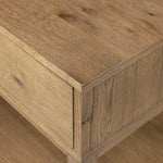 Modern Shaker style meets Scandinavian simplicity in this warm worn oak nightstand. A single drawer with a leather pull plus open lower shelving brings storage to the bedside.As enthusiasts of natural aesthetics at Amethyst, we love the designer inspired Tula Nightstand - Worn Oak Veneer. Amethyst Home provides interior design, new home construction design consulting, vintage area rugs, and lighting in the Seattle metro area.