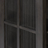 Long sliding doors with paper cord stripes inspired by Japanese teahouses bring a traditional look to this spacious cabinet. Made from oak in a smoked black finish, with a slightly oversized top.As lovers of luxe aesthetics at Amethyst, we love the optimistic inspired Tuscola Cabinet. Amethyst Home provides interior design, new home construction design consulting, vintage area rugs, and lighting in the Miami metro area.