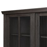 Long sliding doors with paper cord stripes inspired by Japanese teahouses bring a traditional look to this spacious cabinet. Made from oak in a smoked black finish, with a slightly oversized top.As lovers of luxe aesthetics at Amethyst, we love the optimistic inspired Tuscola Cabinet. Amethyst Home provides interior design, new home construction design consulting, vintage area rugs, and lighting in the Nashville metro area.