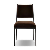 A metal frame with a tapered profile pairs with a velvety brown upholstered seat and back, striking balance in both scale in texture.As lovers of natural aesthetics at Amethyst, we love the warm modern inspired Valeene Dining Chair - Monte Chocolate. This item pairs well with other brands such as Four Hands and is perfect for loft homes Amethyst Home provides interior design, new home construction design consulting, vintage area rugs, and lighting in the Houston metro area.