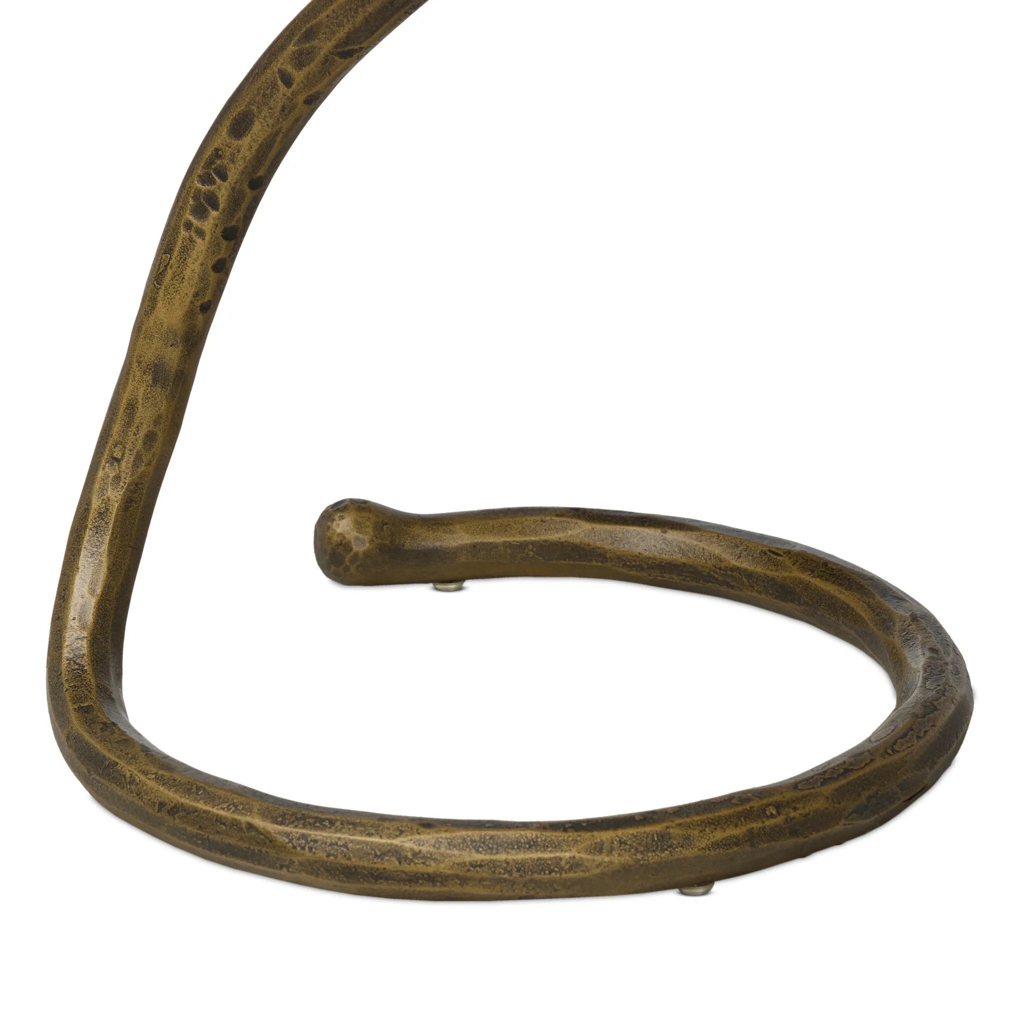 Featuring Vera Hammered Aged Brass End Table by Four Hands at Amethyst Home. A low-profile end table features a snake-like base finished in a hammered aged brass. Perfectly sized to keep your favorite drink or book within reach, to make your evening ritual a little smoother. Overall Dimensions: 16.00"w x 16.00"d x 18.75"h. Amethyst Home provides interior design, new home construction design consulting, vintage area rugs, and lighting in the Newport Beach metro area.