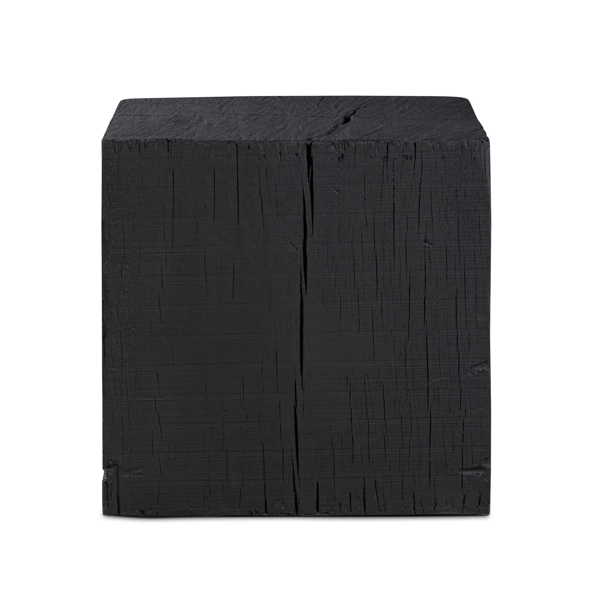 Ground any room with a style inspired by the beautiful simplicity of nature. Made of black-finished resin, the form for this special piece is molded from a tree trunk that's been cut into a square, then cast in resin to recreate the same  texture of the trunk, even the saw marks where it was cut — talk about a true statement piece Amethyst Home provides interior design, new home construction design consulting, vintage area rugs, and lighting in the Alpharetta metro area.