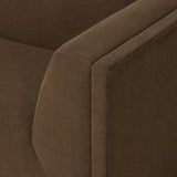 An inviting take on the classic tuxedo sofa, made for modern living. Celebrating mitered corners, for precision at every angle, and a layered, upholstered frame for a sharp, architectural look, the sofa rests on a wood plinth base. Tailored in the United States with thick pocket-seam cushions for unexpected comfort. Amethyst Home provides interior design, new home construction design consulting, vintage area rugs, and lighting in the Salt Lake City metro area.