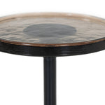 A sphere-shaped base of amber cast glass supports slim, black-finished iron piping and a tray-style tabletop that's perfectly sized to keep your favorite book or nightcap within reach Amethyst Home provides interior design, new home construction design consulting, vintage area rugs, and lighting in the Park City metro area.