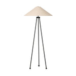 An exaggeratedly slim, airy tripod base of black-finished iron supports a light beige shade of 100% cotton, for a classic look with contrast Amethyst Home provides interior design, new home construction design consulting, vintage area rugs, and lighting in the Newport Beach metro area.