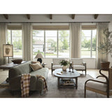 Featuring Warren Ivan Snow Chair by Four Hands at Amethyst Home. A classic silhouette through a contemporary lens. Framed in vintage oak, this accent chair features tapered legs, spindles along the arms and bauble details. Finished in Turkish-made upholstery with a heavy pile that blends brushed, pulled and boucle styles, it's woven into a subtle linear pat. Amethyst Home provides interior design, new home construction design consulting, vintage area rugs, and lighting in the Charlotte metro area.