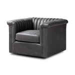 Featuring Watson Palermo Black Swivel Chair by Four Hands at Amethyst Home. Try a uniquely fresh take on traditional. Squared arms reimagine the English roll arm, with vertical channeling for a linear look with great texture. Swivel chair is upholstered in a thick-cut leather with natural graining throughout for added depth.
Overall Dimensions: 37.00"w x. Amethyst Home provides interior design, new home construction design consulting, vintage area rugs, and lighting in the Laguna Beach metro area.