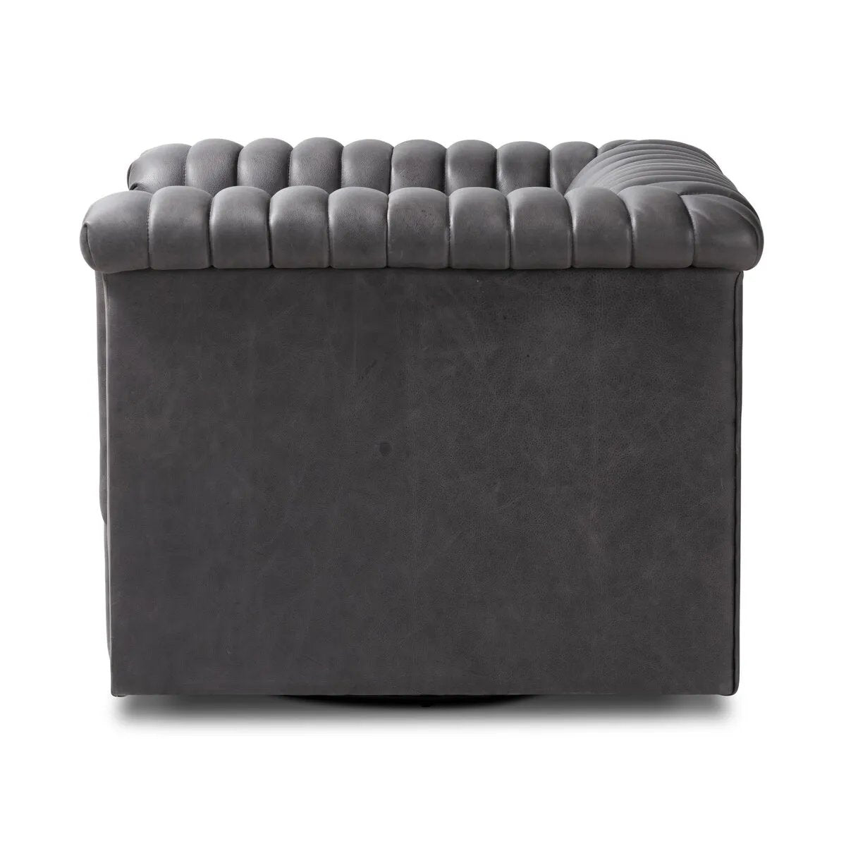Featuring Watson Palermo Black Swivel Chair by Four Hands at Amethyst Home. Try a uniquely fresh take on traditional. Squared arms reimagine the English roll arm, with vertical channeling for a linear look with great texture. Swivel chair is upholstered in a thick-cut leather with natural graining throughout for added depth.
Overall Dimensions: 37.00"w x 33.. Amethyst Home provides interior design, new home construction design consulting, vintage area rugs, and lighting in the Monterey metro area.