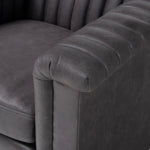 Featuring Watson Palermo Black Swivel Chair by Four Hands at Amethyst Home. Try a uniquely fresh take on traditional. Squared arms reimagine the English roll arm, with vertical channeling for a linear look with great texture. Swivel chair is upholstered in a thick-cut leather with natural graining throughout for added depth.
Overall Dimensions: 37.00"w x 3. Amethyst Home provides interior design, new home construction design consulting, vintage area rugs, and lighting in the Scottsdale metro area.