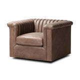 Featuring Watson Palermo Cigar Swivel Chair by Four Hands at Amethyst Home. Try a uniquely fresh take on traditional. Squared arms reimagine the English roll arm, with vertical channeling for a linear look with great texture. Swivel chair is upholstered in a thick-cut leather with natural graining throughout for added depth.
Overall Dimensions: 37.00"w x. Amethyst Home provides interior design, new home construction design consulting, vintage area rugs, and lighting in the Laguna Beach metro area.