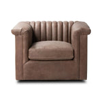 Featuring Watson Palermo Cigar Swivel Chair by Four Hands at Amethyst Home. Try a uniquely fresh take on traditional. Squared arms reimagine the English roll arm, with vertical channeling for a linear look with great texture. Swivel chair is upholstered in a thick-cut leather with natural graining throughout for added depth.
Overall Dimensions: 37.00"w . Amethyst Home provides interior design, new home construction design consulting, vintage area rugs, and lighting in the Newport Beach metro area.
