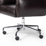 Featuring Wayland Sonoma Black Desk Chair by Four Hands at Amethyst Home. Pillowy knife-edge arms wrapped in black top-grain leather enhance the classic silhouette of this executive-sized desk chair. A polished aluminum swivel base features casters and height adjustability for added ease.
Overall Dimensions: 30.5" L x 29.0 " W x 42.0" H
Materials: Top G. Amethyst Home provides interior design, new home construction design consulting, vintage area rugs, and lighting in the Winter Garden metro area.