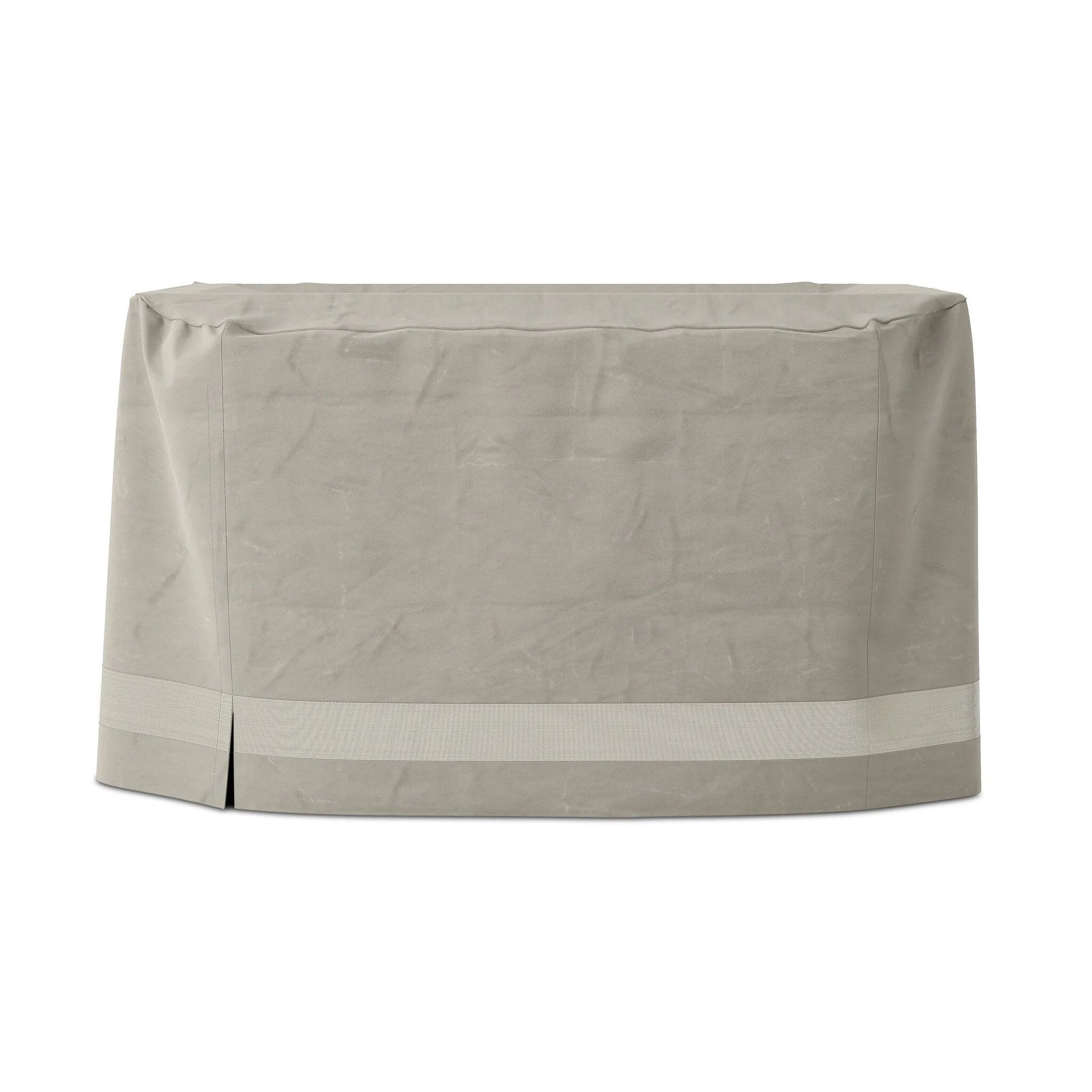 Outdoor furniture protection for all seasons. It's recommended to keep the bottom from touching the ground, and if the cover is taller than the furniture piece, add a pillow or object underneath to help ventilate. Storage bag included. Amethyst Home provides interior design, new home construction design consulting, vintage area rugs, and lighting in the Newport Beach metro area.