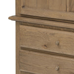 Featuring Whitman Worn Oak Cabinet by Four Hands at Amethyst Home. Crafted from worn oak for a found, heritage look, naturally beautiful cabinetry offers generous storage space by way of roomy shelving and four lower drawers.Overall Dimensions: 64.00"w x 19.00"d x 73.75"hWeight : 311.95 lbsMaterials: Solid Oak, Thick Oak Veneer. Amethyst Home provides interior design, new home construction design consulting, vintage area rugs, and lighting in the Boston metro area.
