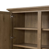 Featuring Whitman Worn Oak Cabinet by Four Hands at Amethyst Home. Crafted from worn oak for a found, heritage look, naturally beautiful cabinetry offers generous storage space by way of roomy shelving and four lower drawers.Overall Dimensions: 64.00"w x 19.00"d x 73.75"hWeight : 311.95 lbsMaterials: Solid Oak, Thick Oak Veneer. Amethyst Home provides interior design, new home construction design consulting, vintage area rugs, and lighting in the Charlotte metro area.