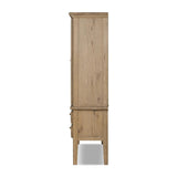 Featuring Whitman Worn Oak Cabinet by Four Hands at Amethyst Home. Crafted from worn oak for a found, heritage look, naturally beautiful cabinetry offers generous storage space by way of roomy shelving and four lower drawers.Overall Dimensions: 64.00"w x 19.00"d x 73.75"hWeight : 311.95 lbsMaterials: Solid Oak, Thick Oak Veneer. Amethyst Home provides interior design, new home construction design consulting, vintage area rugs, and lighting in the Washington metro area.