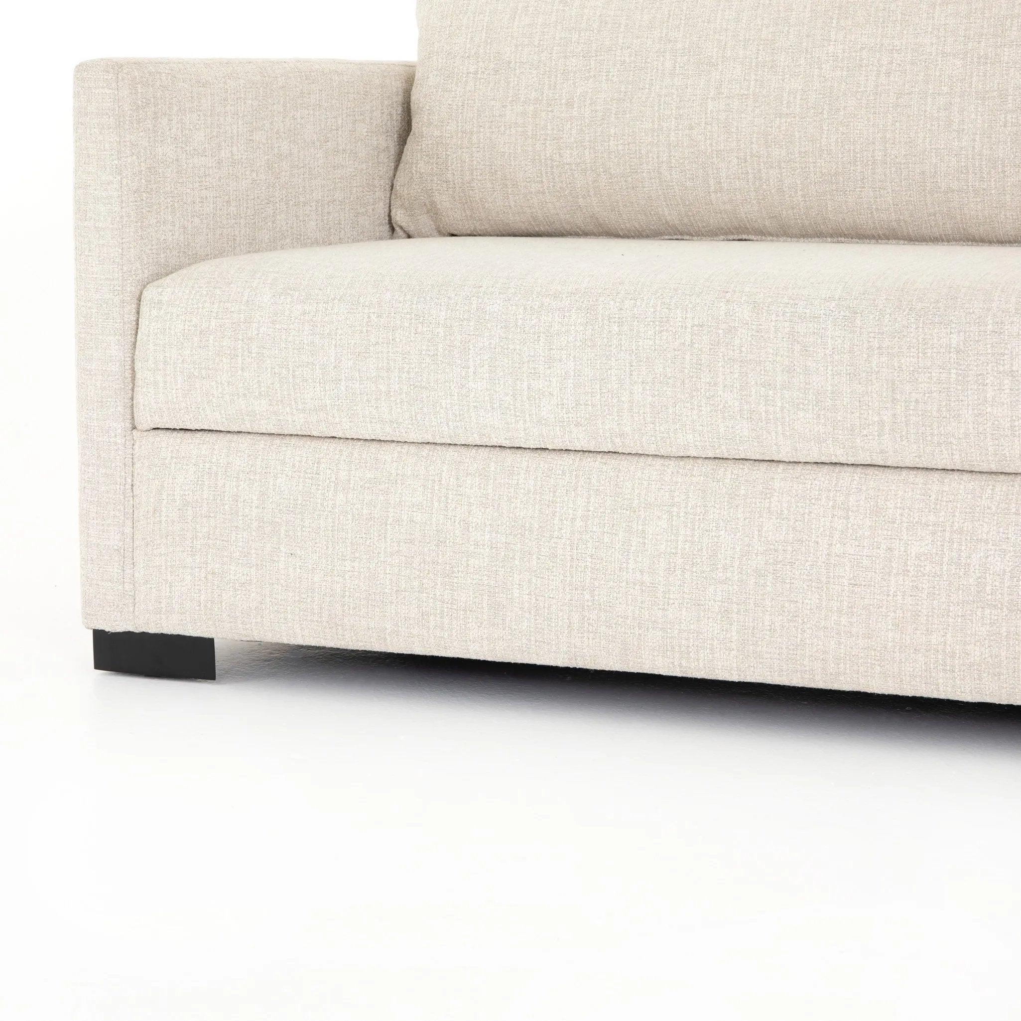 A simple, stylish silhouette redefines the classic sofa bed. With knife-edge pillows and high-performance upholstery, a discreetly concealed sleeper mechanism allows for one-step pullout with ultimate ease. Unfolded, sofa cushions form a comfortable Queen-size bed, ready to welcome overnight guests or make movie nights a little comfier. Amethyst Home provides interior design, new home construction design consulting, vintage area rugs, and lighting in the Calabasas metro area.