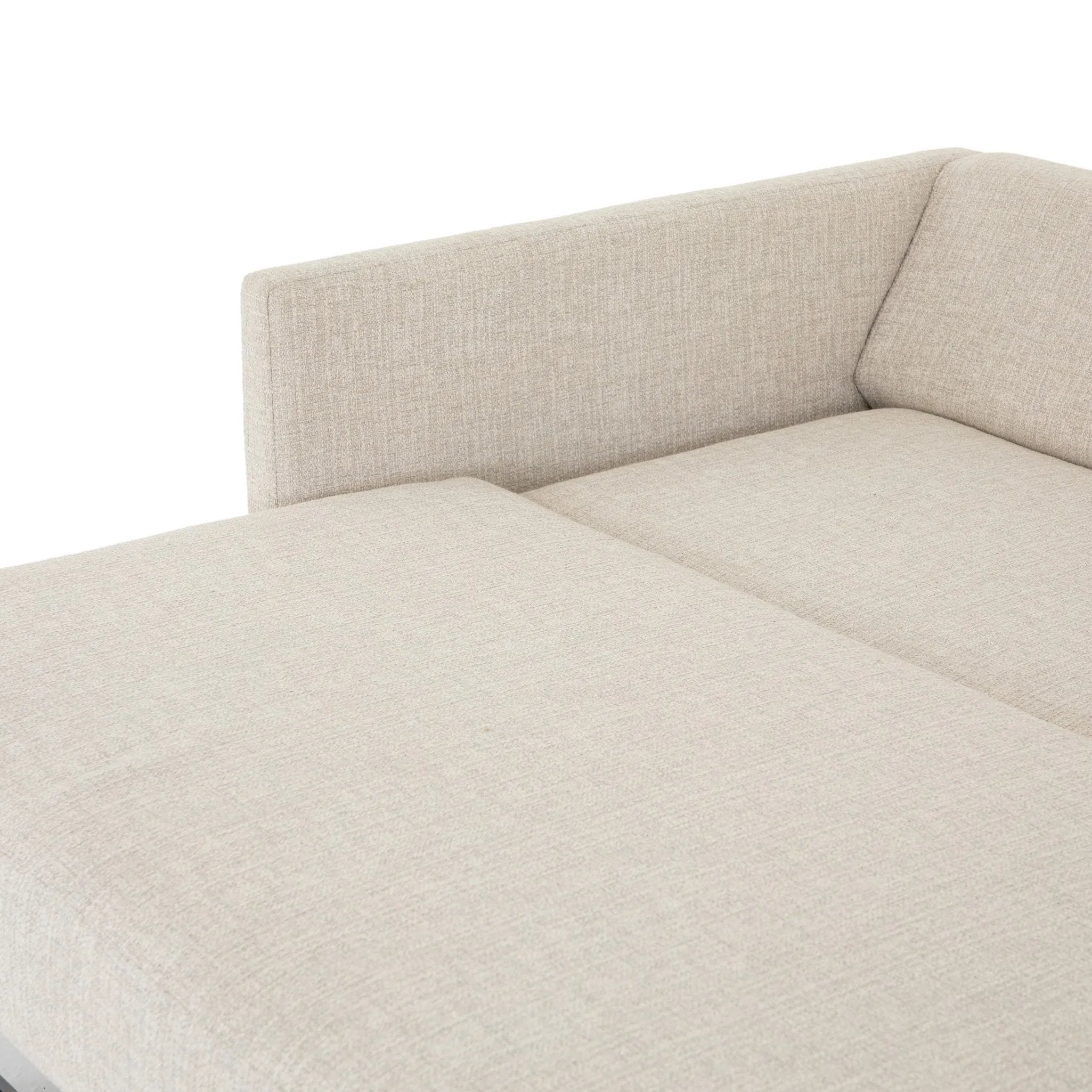 A simple, stylish silhouette redefines the classic sofa bed. With knife-edge pillows and high-performance upholstery, a discreetly concealed sleeper mechanism allows for one-step pullout with ultimate ease. Unfolded, sofa cushions form a comfortable Queen-size bed, ready to welcome overnight guests or make movie nights a little comfier. Amethyst Home provides interior design, new home construction design consulting, vintage area rugs, and lighting in the Des Moines metro area.