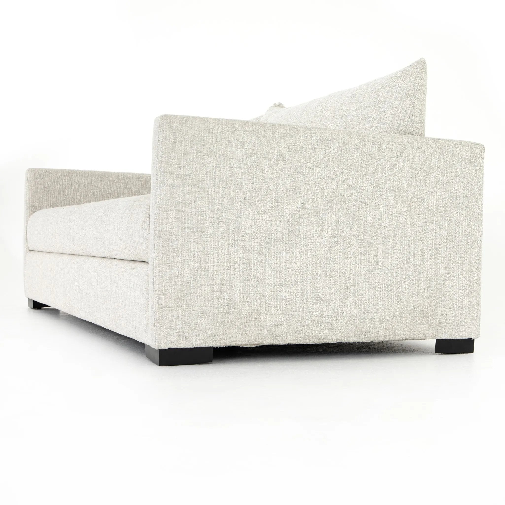 A simple, stylish silhouette redefines the classic sofa bed. With knife-edge pillows and high-performance upholstery, a discreetly concealed sleeper mechanism allows for one-step pullout with ultimate ease. Unfolded, sofa cushions form a comfortable Queen-size bed, ready to welcome overnight guests or make movie nights a little comfier. Amethyst Home provides interior design, new home construction design consulting, vintage area rugs, and lighting in the Houston metro area.