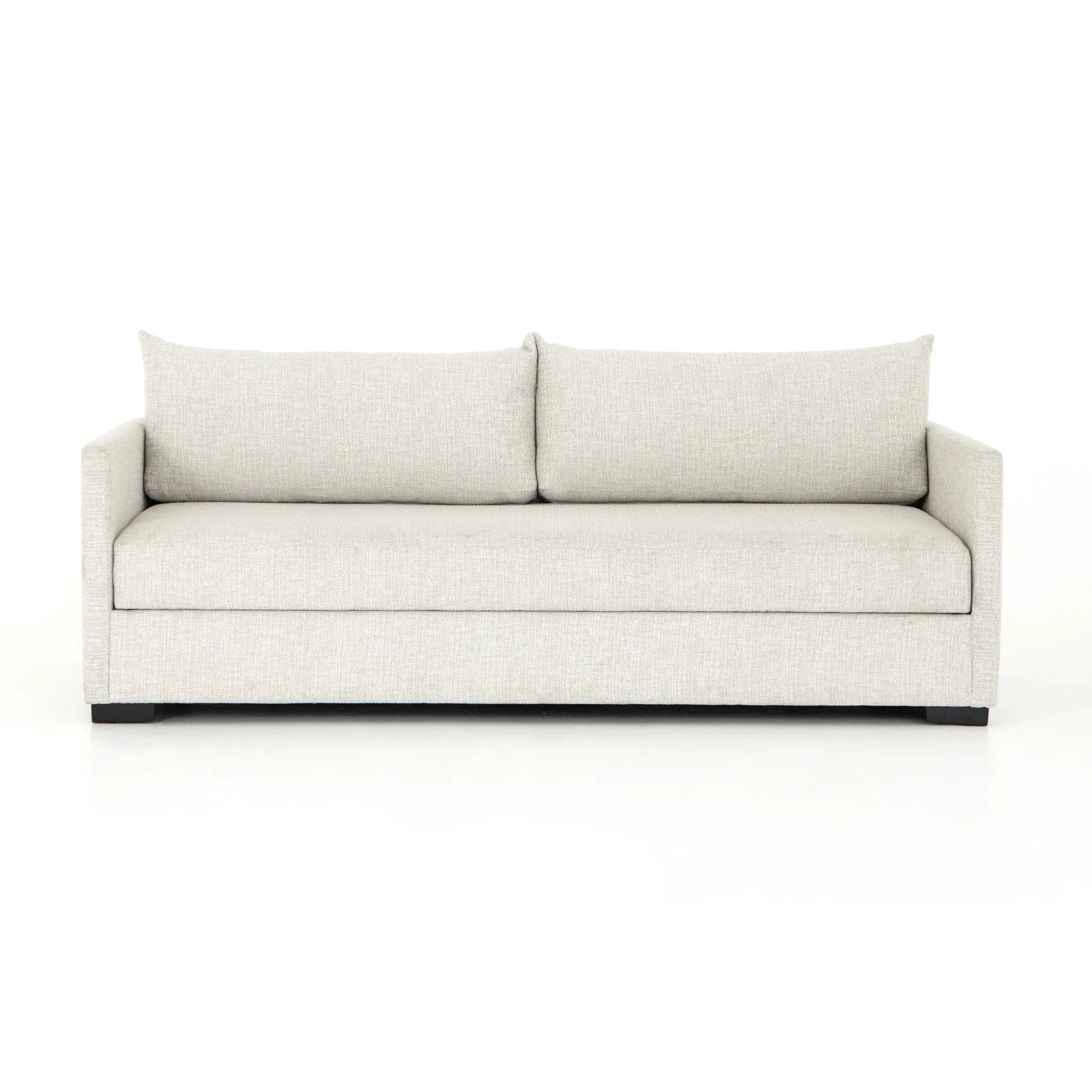 A simple, stylish silhouette redefines the classic sofa bed. With knife-edge pillows and high-performance upholstery, a discreetly concealed sleeper mechanism allows for one-step pullout with ultimate ease. Unfolded, sofa cushions form a comfortable Queen-size bed, ready to welcome overnight guests or make movie nights a little comfier. Amethyst Home provides interior design, new home construction design consulting, vintage area rugs, and lighting in the Nashville metro area.