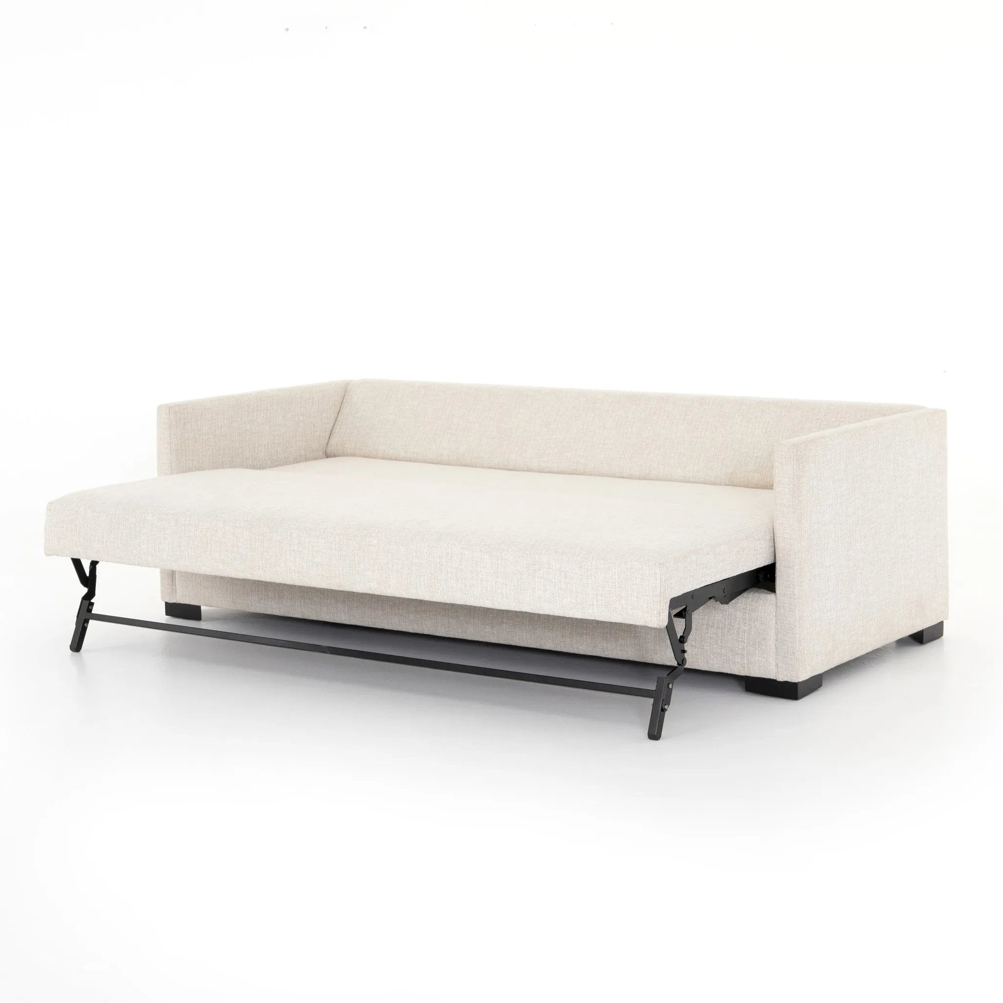 A simple, stylish silhouette redefines the classic sofa bed. With knife-edge pillows and high-performance upholstery, a discreetly concealed sleeper mechanism allows for one-step pullout with ultimate ease. Unfolded, sofa cushions form a comfortable Queen-size bed, ready to welcome overnight guests or make movie nights a little comfier. Amethyst Home provides interior design, new home construction design consulting, vintage area rugs, and lighting in the Omaha metro area.