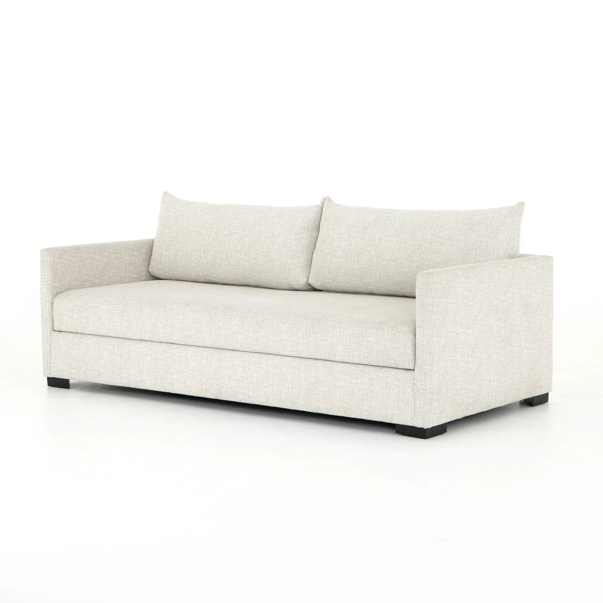 A simple, stylish silhouette redefines the classic sofa bed. With knife-edge pillows and high-performance upholstery, a discreetly concealed sleeper mechanism allows for one-step pullout with ultimate ease. Unfolded, sofa cushions form a comfortable Queen-size bed, ready to welcome overnight guests or make movie nights a little comfier. Amethyst Home provides interior design, new home construction design consulting, vintage area rugs, and lighting in the Park City metro area.