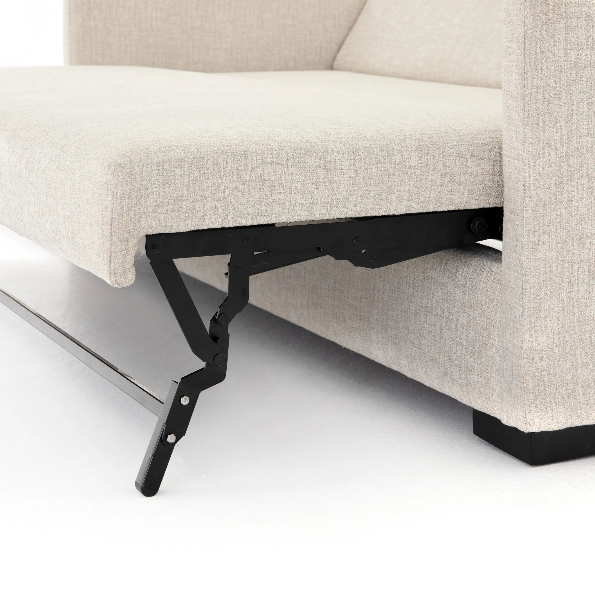 A simple, stylish silhouette redefines the classic sofa bed. With knife-edge pillows and high-performance upholstery, a discreetly concealed sleeper mechanism allows for one-step pullout with ultimate ease. Unfolded, sofa cushions form a comfortable Queen-size bed, ready to welcome overnight guests or make movie nights a little comfier. Amethyst Home provides interior design, new home construction design consulting, vintage area rugs, and lighting in the Washington metro area.