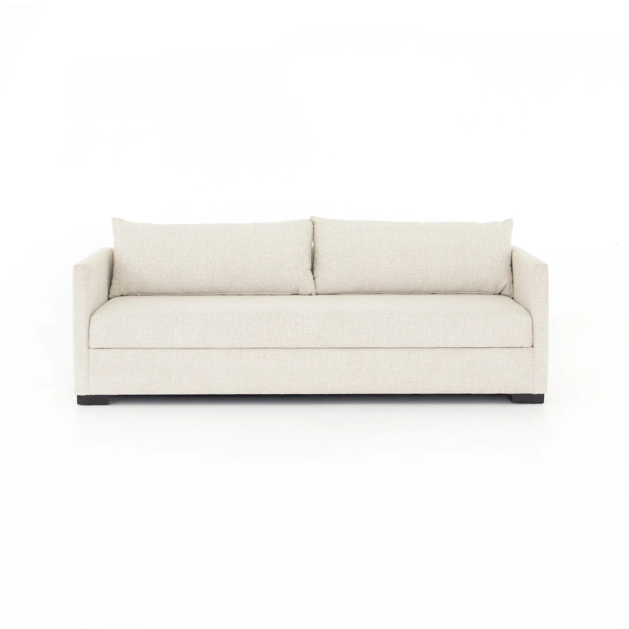 A simple, stylish silhouette redefines the classic sofa bed. With knife-edge pillows and high-performance upholstery, a discreetly concealed sleeper mechanism allows for one-step pullout with ultimate ease. Unfolded, sofa cushions form a comfortable Queen-size bed, ready to welcome overnight guests or make movie nights a little comfier. Amethyst Home provides interior design, new home construction design consulting, vintage area rugs, and lighting in the Winter Garden metro area.