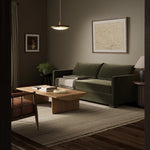 A simple, stylish silhouette redefines the classic sofa bed. With knife-edge pillows and high-performance upholstery, a discreetly concealed sleeper mechanism allows for one-step pullout with ultimate ease. Unfolded, sofa cushions form a comfortable full-size bed, ready to welcome overnight guests or make movie nights a little comfier. Amethyst Home provides interior design, new home construction design consulting, vintage area rugs, and lighting in the Salt Lake City metro area.